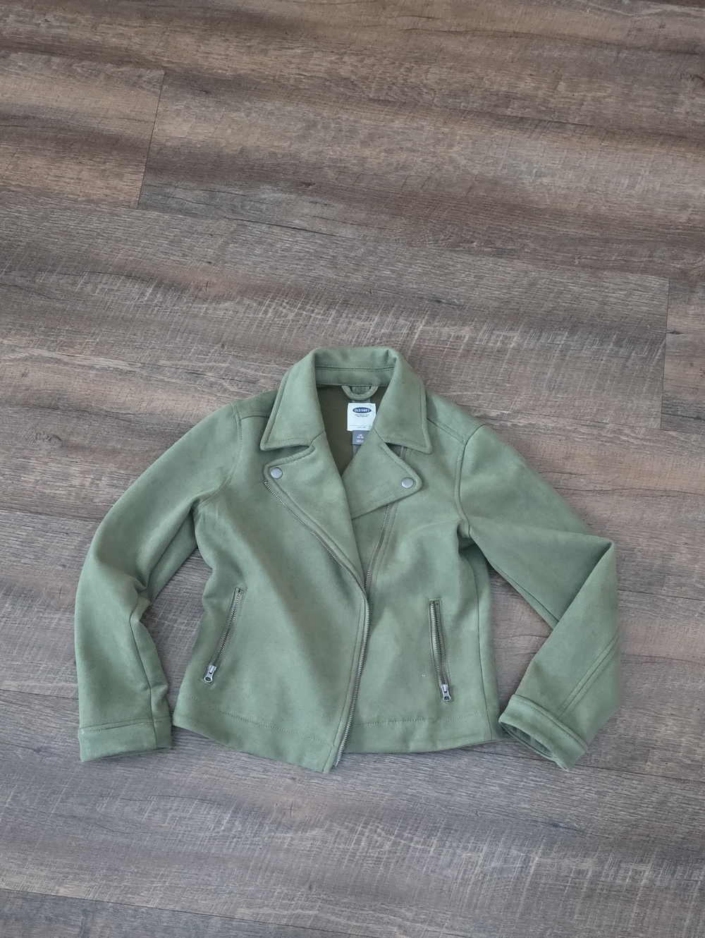 Old Navy Olive Green Faux-Suede Moto Jacket